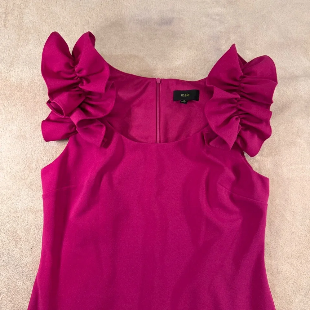 Fuchsia Pink Ruffle Cocktail Shift Dress Wedding‎ Formal Party Mother Bride Sz12